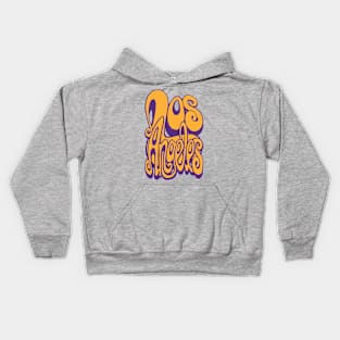 Los Angeles lettering art - purple and yellow Kids Hoodie